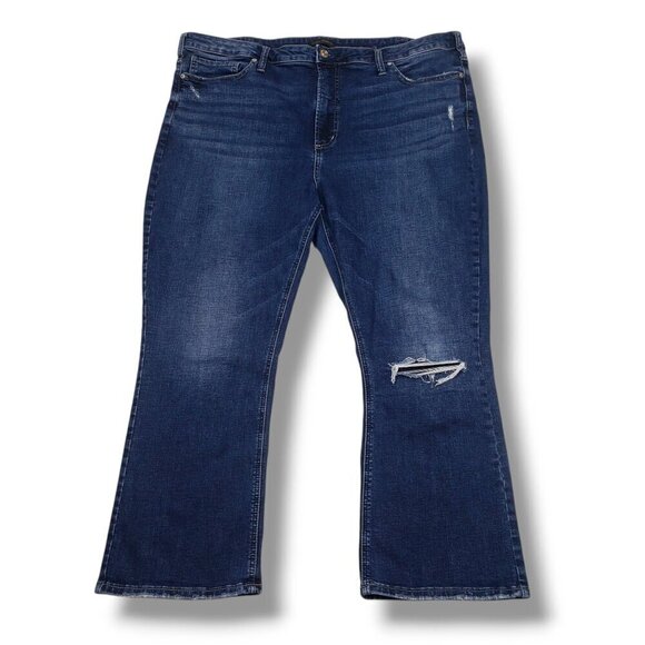Silver High Note Boot Crop Jeans Womens 22 Dark Wash - Picture 1 of 8